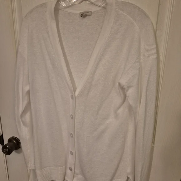 Talbots White V-Neck Button Cardigan - Picture 1 of 6